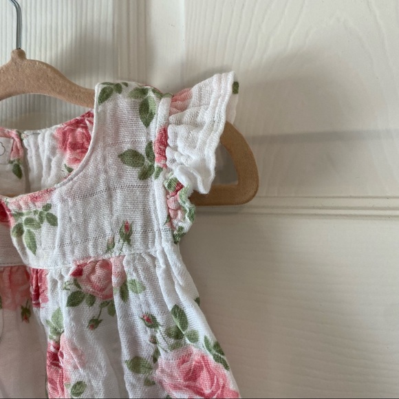 Mud Pie baby girls linen rose floral dress - Picture 3 of 7